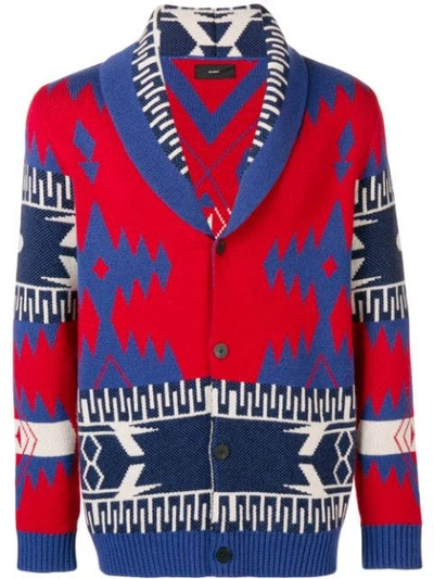 Alanui Southwestern Cashmere Wrap Sweater, Red/multi In Blue
