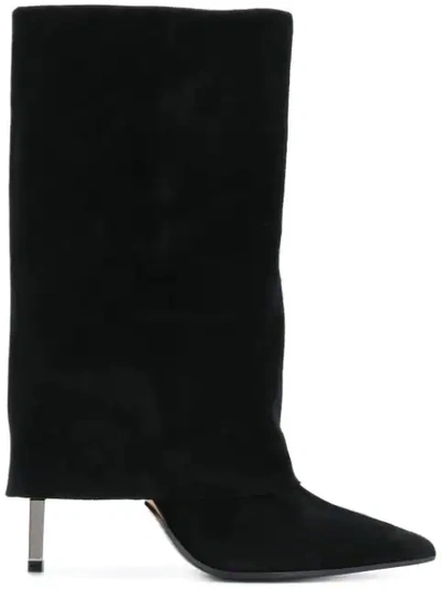 Balmain Foldover Top Boots In Black