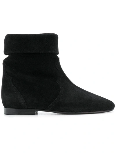 Isabel Marant Ringal Suede Fold-down Booties In Black