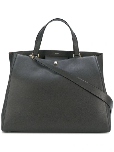 Valextra Brera Large Leather Top-handle Tote Bag In Dark Gray