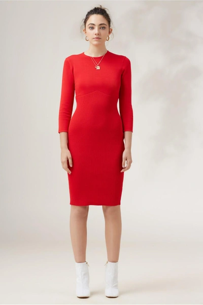 Finders Keepers Earthbound Knit Dress In Red
