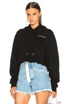 OFF-WHITE OFF-WHITE QUOTES CROPPED HOODIE IN BLACK