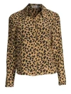 RIXO LONDON Jamie Leopard Print Silk Blouse