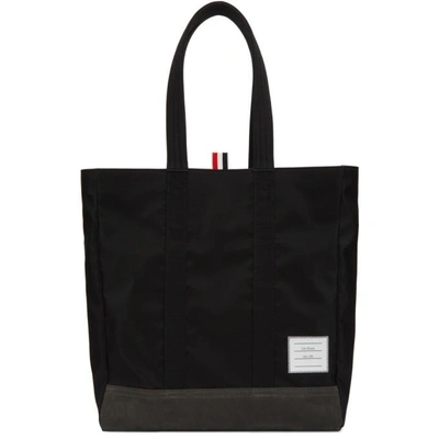 Thom Browne Logo-patch Two-toned Tote Bag In Black
