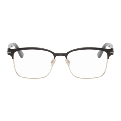 Tom Ford Shiny Metal Square Eyeglasses, Rose Gold/black
