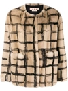 MARNI MARNI ABSTRACT CHECK FUR COAT - NUDE & NEUTRALS