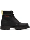 HERON PRESTON HERON PRESTON BLACK AND RED LEATHER LACE-UP BOOTS