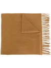 APC A.P.C. FRINGED HEM SCARF - BROWN