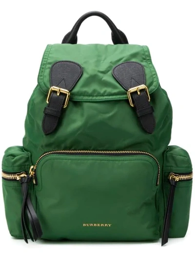 Burberry The Medium Rucksack In Technical Nylon And Leather In 31010 Green