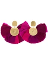 KATERINA MAKRIYIANNI purple hand fan silk and silver earrings
