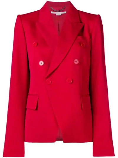 Stella Mccartney Faux Double-breasted Tailored Wool Blazer In Red