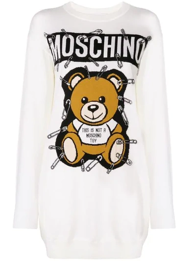 Moschino Toy Bear Sweatshirt Dress In White