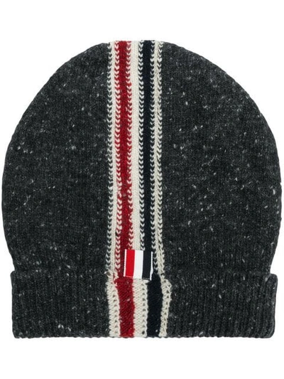 Thom Browne Stripe Intarsia Wool & Mohair Knit Hat In Grey