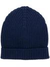 Dolce & Gabbana Ribbed Knit Beanie In Blue