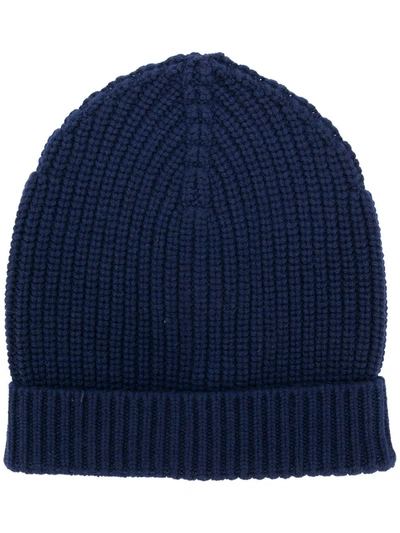 Dolce & Gabbana Ribbed Knit Beanie In Blue