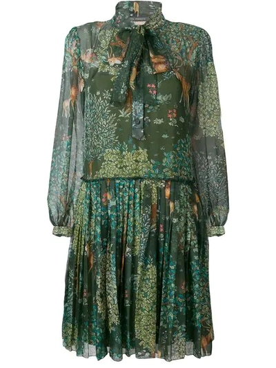 Alberta Ferretti Silk Mini Dress In Green