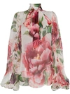 DOLCE & GABBANA DOLCE & GABBANA FLOWER BOW SILK BLOUSE - HAR40 PEONIE PANNA