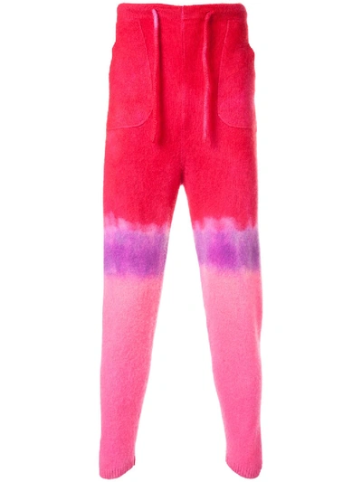 The Elder Statesman Tie Dye Track Pants In Red