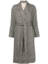 SEMICOUTURE SEMICOUTURE BELTED PLAID COAT - BLACK