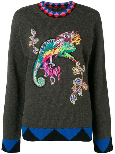 Etro Embroidered Lizard Jumper In 500