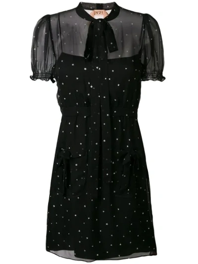N°21 Star-print Mini Dress In Black
