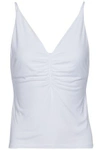 ALEXANDER WANG T T BY ALEXANDER WANG WOMAN RUCHED STRETCH-MODAL CAMISOLE WHITE,3074457345618511239
