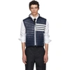 THOM BROWNE THOM BROWNE NAVY DOWN QUILTED FOUR BAR VEST