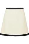 MIU MIU TWO-TONE WOOL-CREPE MINI SKIRT