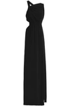 HALSTON HERITAGE CUTOUT RUCHED CREPE GOWN,3074457345618651839