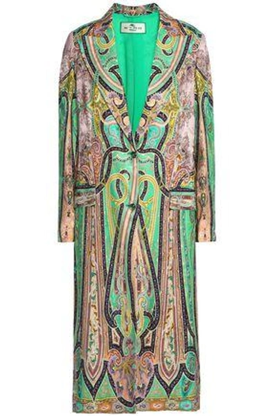 Etro Woman Satin-jacquard Jacket Green