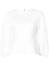 TIBI TIBI BOND BALLOON SLEEVE BLOUSE - WHITE