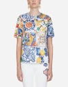 DOLCE & GABBANA MAJOLICA-PRINT BRODERIE ANGLAISE TOP,F7S24ZHSMSHHAR37