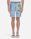 DOLCE & GABBANA PRINTED DENIM BERMUDA SHORTS,GY71LZG8Z82S9001