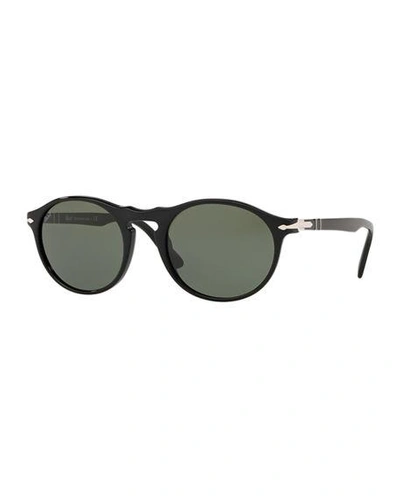 Persol Round-frame Acetate And Silver-tone Sunglasses - Black - One Siz