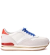 HOGAN H222 WHITE, RED AND GOLD LEATHER AND MESH SNEAKER,10644963