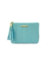 GIGI NEW YORK Python-Embossed Leather Small Zip Pouch