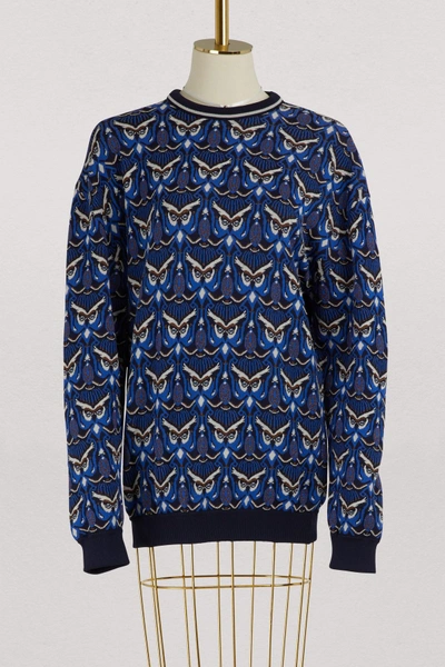 Chloé Oversized Owl Knit Sweater In Multicolor Blue 1