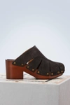 Chloé Rivet Cut-out Mules In Charcoal Black