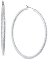 Givenchy Pave 2" Medium Hoop Earrings In Silver