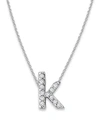 KC DESIGNS Diamond Initials 14K White Gold Pendant Necklace,0400096937750