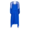 NISSA Loose Silk Dress with Puffed Sleeves In Blue