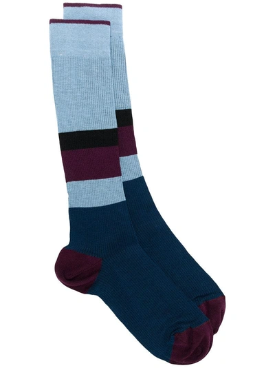 Marni Colour Blocked Socks In Blue