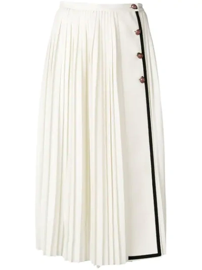 Gucci Crepe Pleated Skirt In White