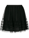 RED VALENTINO RED VALENTINO TULLE PLEATED SHORT SKIRT - BLACK