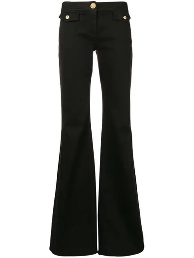 Balmain Flare-leg Stretch-cotton Pants In Black