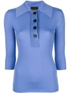 ERIKA CAVALLINI ERIKA CAVALLINI RIBBED POLO KNIT - BLUE