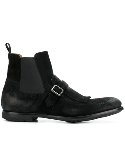 Church's Buckle Detail Ankle Boots In Aab Black