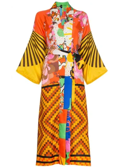 Rianna + Nina Silk 10k Kimono Dressing Gown - Multicolor