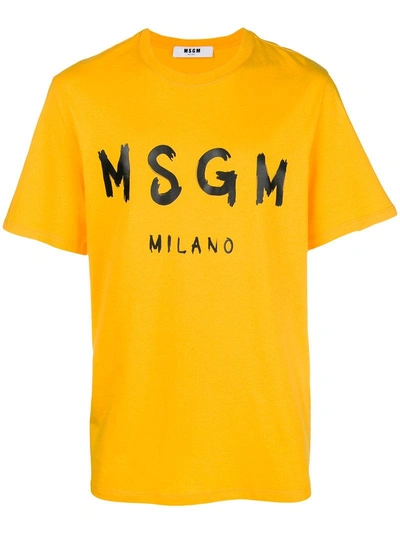 Msgm Logo全棉t恤 In Yellow