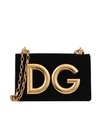 DOLCE & GABBANA VELVET DG GIRLS CROSSBODY BAG,10645236